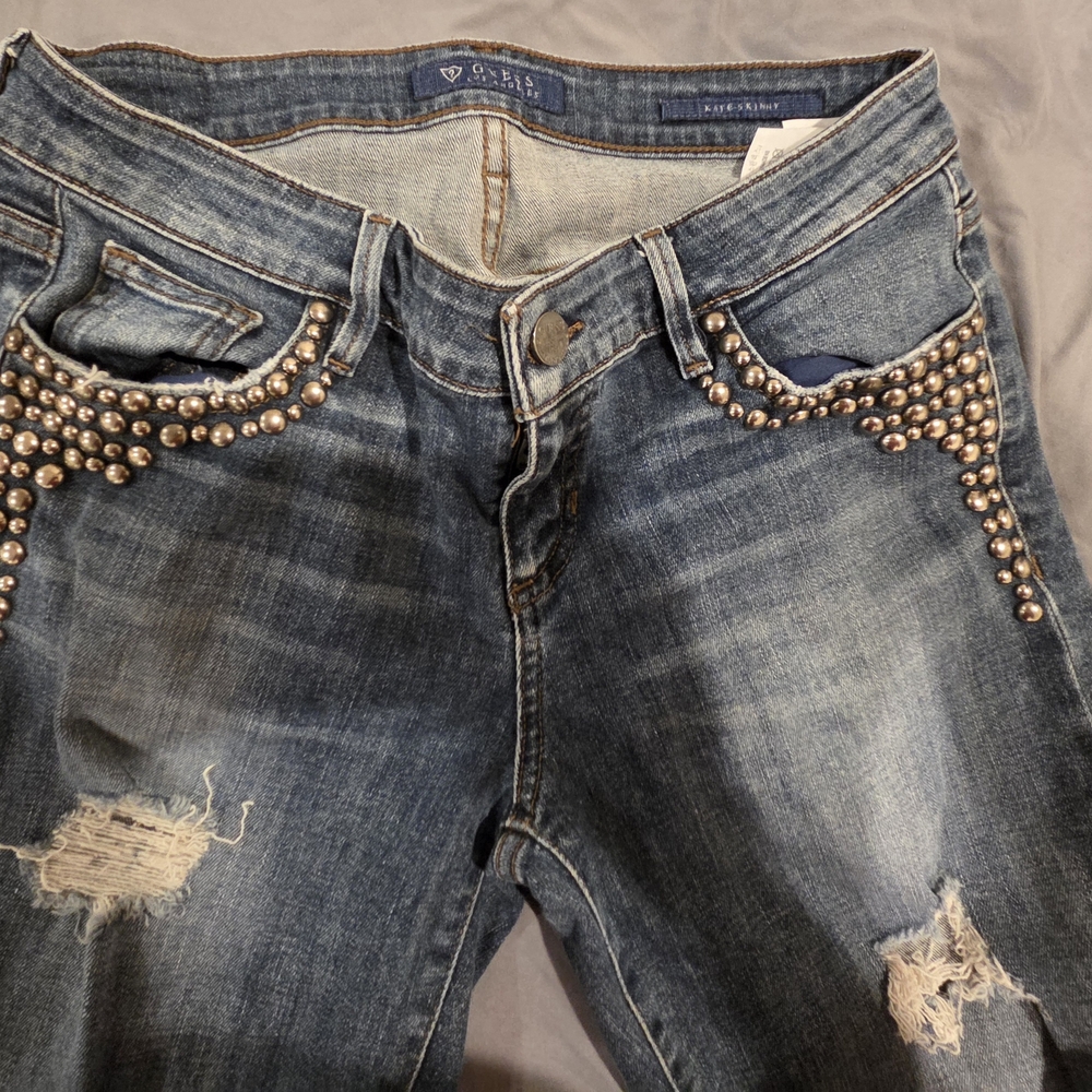 Guess Women's Blue Jeans with Studded Details